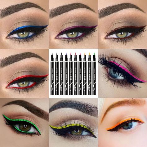 Crayon Eyeliner, Eye Makeup Tools, Eyeliner Products, Neon Makeup, Charming Eyes, Cat Eye Makeup, Halloween Supplies, Best Eyeliner, Glitter Eyeliner