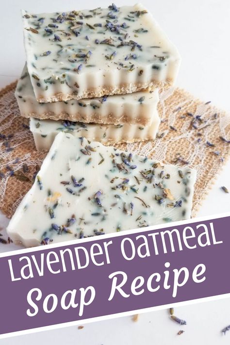 Wrapping Homemade Soap, Elderberry Soap Recipe, Soap Making Scents, Lavender Soap Diy, Lavender Diy Ideas, Lavender Crafts Diy, What To Do With Lavender, Oatmeal Soap Recipe, Pretty Oatmeal