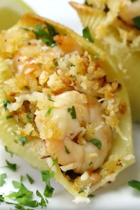 Shrimp Scampi Stuffed Shells Pioneer, Stuffed Shells With Shrimp Recipe, Seafood Recipes For A Crowd, Shrimp Stuffed Shells Recipe, Stuffed Shells With Shrimp, Seafood Stuffed Pasta Shells Recipe, Shrimp Scampi Stuffed Shells, Shrimp Stuffed Shells, Seafood Stuffed Shells Recipe