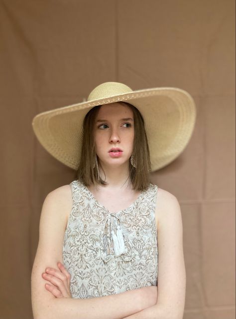 Flowy dress, sunhat, big hat, brunch hats, floppy hat Big Sunhat, Sunhat Outfit, Big Hat Brunch, Inanimate Insanity, Big Hat, Flowy Dress, Girls Wear, Spring Outfit, Fun Stuff