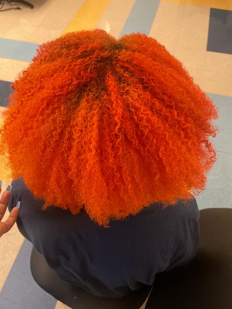 Orange Dyed Hair Black Women, Dyed Afro Hair, Orange Dyed Hair, Dyed Afro, Natural Hair With Color, Bright Orange Hair, Natural Hair Colors, Hair With Color, Cheveux Oranges