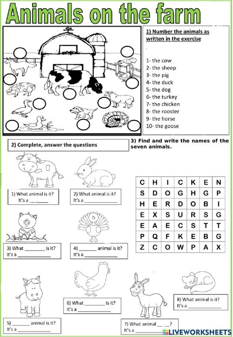 At The Farm Worksheet, Farm Animals Worksheets For Kids, Farm Animal Worksheet, Animal Worksheets For Kids, Animals Worksheets For Kids, Farm Animals Worksheet, Farm Worksheet, Classifying Animals, Animals Worksheet