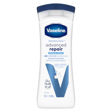 Vaseline® Intensive Care™ Advanced Repair Unscented Body Lotion is clinically proven to moisturize and heal very dry skin in 5 days. Unscented Body Wash, Unscented Body Lotion, Vaseline Lotion, Body Lotion For Dry Skin, Vaseline Intensive Care, Unscented Lotion, Vaseline Jelly, Extremely Dry Skin, Healing Dry Skin