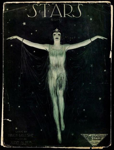 1920s celestial art ❤❦♪♫ Sheet Music Art, Old Sheet Music, Celestial Art, Vintage Sheet Music, Music Covers, Vintage Magazine, Cabaret, Stars And Moon, Vintage Illustration