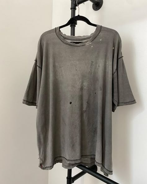 Distressed Clothing, Faded Distressed T-shirt With Relaxed Fit, Alternative Fashion Diy, Urban Style Faded Distressed T-shirt, Faded Grunge Washed T-shirt, Edgy Faded Cotton T-shirt, Faded Washed Band Merch T-shirt, Sorting Clothes, Vintage Grunge