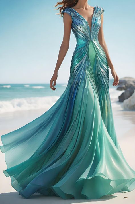 *made with AI* Ocean Themed Dresses, Ocean Dress Design, Ocean Theme Dress, Sea Themed Outfits, Ocean Inspired Dress, Ocean Themed Dress, Ocean Inspired Fashion, Sea Creature Costume, Creature Costume