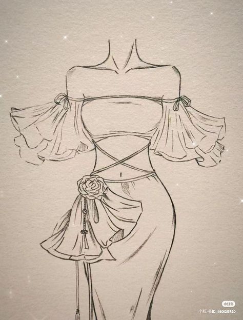 Aesthetic Dress Design Sketch, Pretty Clothes Drawing, Fashion Design Sketches For Beginners Dresses, Drawing Ideas Dresses Sketch Easy, Dress Sketches Easy, Gown Drawing Sketches, Fashion Design Sketches For Beginners, Drawing Gown, Drawn Dresses