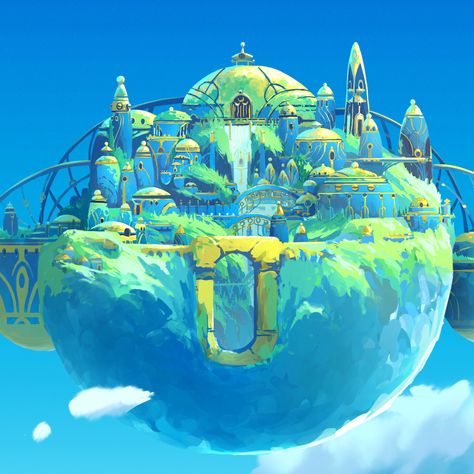 Fantasy Environment Concept Art, Fantasy Floating Islands Concept Art, Space Island, Sky Islands, Sky Island, Cloud City, Underground World, Floating Island, The Vanishing