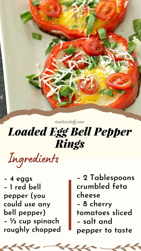 Loaded Egg Pepper Rings are quick breakfast full of protein and come together in minutes. Use any color of bell pepper and add your favorite toppings to make this your own. Bell Pepper Rings, Pepper Rings, Eggs In Peppers, Full Breakfast, Egg Recipes For Breakfast, Favourite Food, Egg Breakfast, Bell Pepper, Quick Breakfast