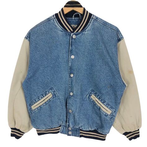 Heathers Costume, Denim Varsity Jacket, School Jacket, 80s Jacket, Gardens Design, Beige Colour, Wardrobe Accessories, Classic Denim Jacket, Jacket Denim