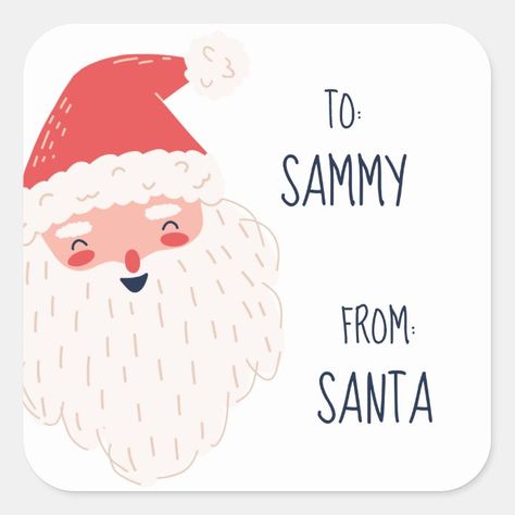 Santa Gift Tag, Gift Tag Stickers, Santa Tag, Santa Gift Tags, Santa Gifts, Light Teal, Christmas Tag, Gift Tag, Gift Wrapping Supplies