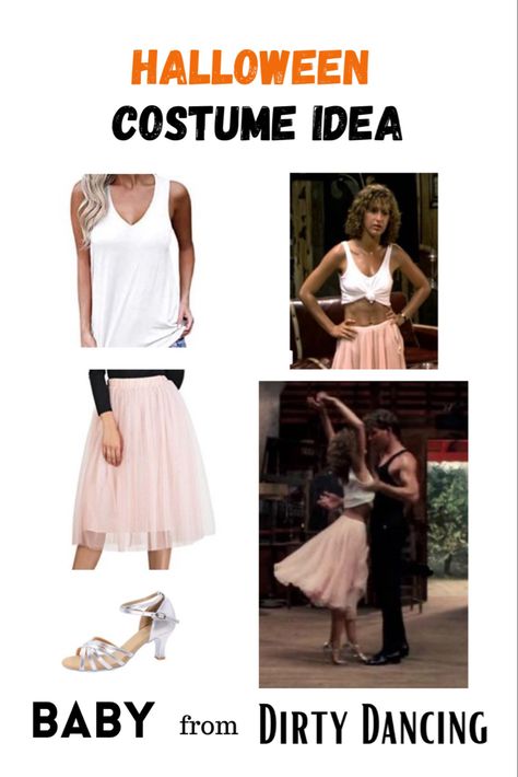 Pink Tulle Skirt Halloween Costume, Baby From Dirty Dancing Costume, Dirty Dancing Costume Couples, Dirty Dancing Halloween Costume, Dirty Dancing Outfits, Dirty Dancing Costume, Dirty Dancing Party, Baby Dirty Dancing, Super Easy Halloween Costumes