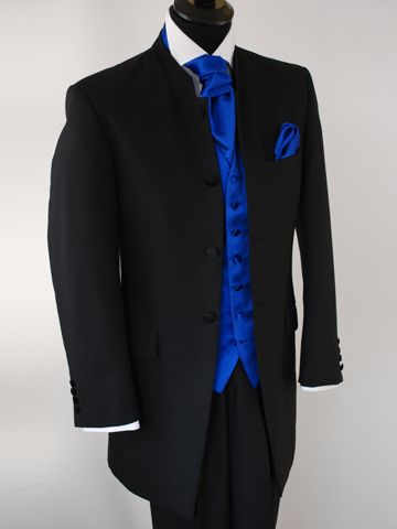 Black And Blue Chambelanes Outfits, Black Suit Royal Blue Tie, Royal Blue And Black Suit, Royal Blue Chambelanes Outfits, Blue Tux Black Lapel, Chambelanes Outfits Quinceanera Blue, Elegant Blue Tuxedo For Black-tie Events, Blue Groomsmen Attire, Full Black Suit