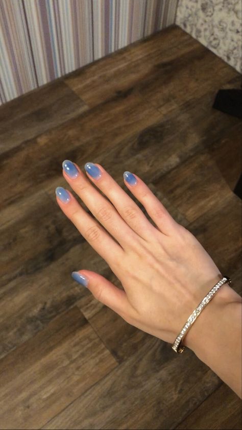 Minimal Jelly Nails, Blush Jelly Nails Blue, Blue Jelly Gel Nails, Blue Jelly Nails Acrylic Korean, Jelly Nails Light Blue, Blue Jelly Nails Korean Short, Korean Gel Nails Blue, Korean Glass Nails Blue, Watery Blue Nails