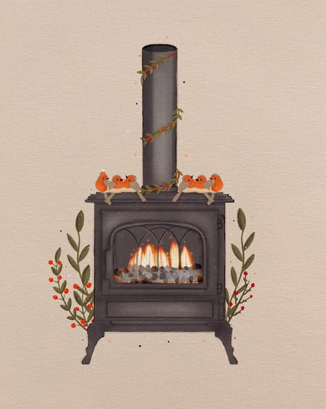 Cozy Art Drawing, Fireplace Doodle, Watercolor Fireplace, Fireplace Sketch, Chimney Illustration, Fireplace Watercolor, Fireplace Illustration, Hygge Illustration, Goth Embroidery