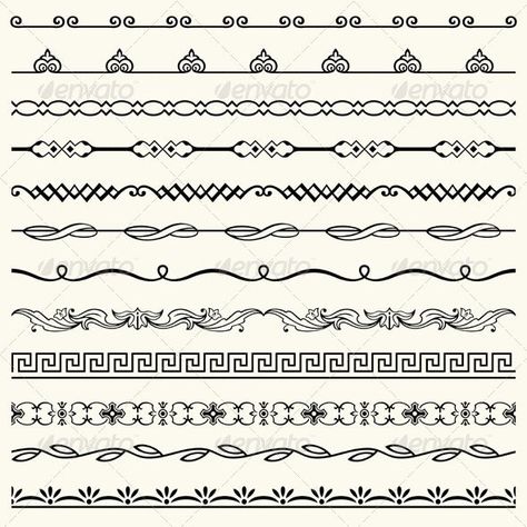 Design Horizontal Elements by barbulat | GraphicRiver Horizontal Illustration, Detail Drawing, Ornamental Pattern, Doodle Borders, Horizontal Design, Vector Border, Mandala Design Pattern, Decorative Borders, Border Pattern