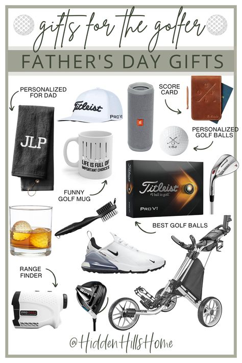 Father’s Day gift guide for the golf lover Gifts For A Golfer Father, Father’s Day Golfing Gift, Golf Gadgets Gift Ideas, Golf Theme Gift Basket, Golf Gift Ideas For Boyfriend, Golf Birthday Gifts For Boyfriend, Golfer Gift Ideas, Boyfriend Golf Gifts, Golf Bf Gifts