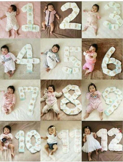 Creative Baby Monthly Photos, Baby Milestone Ideas, Milestone Ideas, Pic Baby, Month Pictures, 1 Month Baby, Baby Milestones Pictures, Monthly Baby Pictures, Baby Milestone Photos