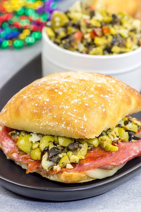 Muffaletta Recipe, Muffaletta Sandwich, Ciabatta Roll, Panini Sandwich, Italian Meats, Fall Desserts Easy, Healthy Coffee, Spread Recipes, Seasonal Food