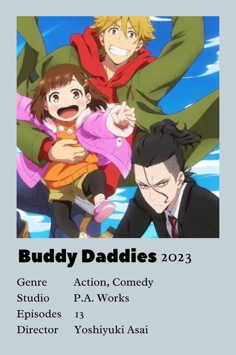 Anime Minimalist Poster Colored #BuddyDaddies #Anime #Animetowatch #2023winterseasonanime #2023anime #winteranime #comedyanime #actionanime #shounen #shoujoanime #animeoriginal #animeminimalistposter #animeminimalistpostercolored #animepinterest #saturdayanime #minimalistposter Buddy Daddies Anime, Anime Minimalist Poster, Buddy Daddies, Film Recommendations, Anime List, Comedy Anime, Animes To Watch, Anime Printables, Anime Watch