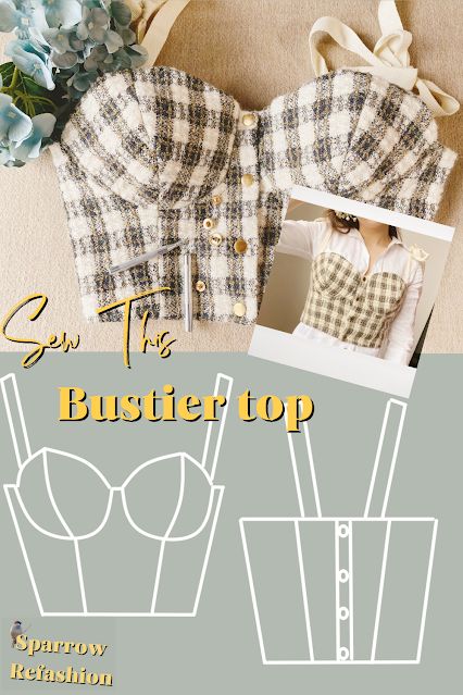 Diy Corset Top Pattern, Diy Bustier Top, Easy Bustier Pattern, Bustier Sewing Pattern, Bustier Sewing, Bustier Top Pattern, Diy Corset Top, Diy Bustier, Corset Top Pattern