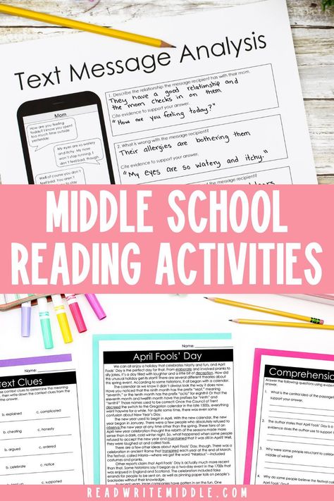 Trying to avoid spring fever in your middle school students? Enjoy the excitement of spring with these fun and engaging reading comprehension activities. Your 5th grade, 6th grade, and 7th grade students will love making inferences and using context clues in these fun worksheets. These spring reading comprehension activities are perfect for students in grades 5, 6, & 7. Free Middle School Printables, Reading Activities For Middle School, Spring Reading Activities, Holiday Reading Activities, Spring Reading Comprehension, Holiday Reading Comprehension, Middle School Reading Activities, 7th Grade Reading, Teacher Checklist