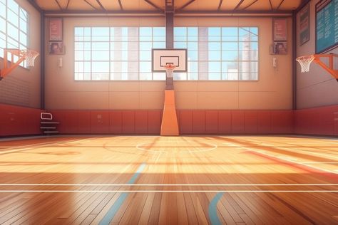 Basketball Court Cartoon, Anime Basketball Court Background, Basketball Court Drawing, Basketball Court Illustration, Basketball Court Background, Gacha Life Background, Background Air, Background Basketball, Basketball Field