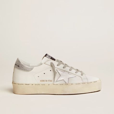 Comes With Box And Passport Wrong Size For Me! Golden Goose Hi Star, Shoes Golden Goose, Silver Heel, Wedding Sneakers, Goose Sneakers, Goose Shoes, Golden Goose Sneakers, Cute Sneakers, Shoe Inspo