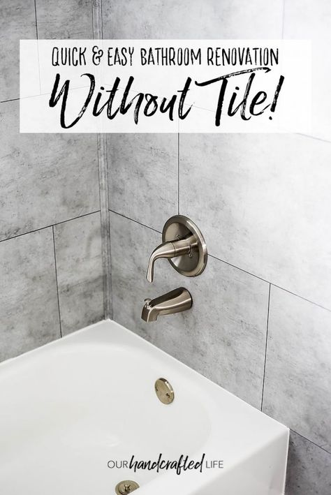 No Tile Bathroom Ideas, Vinyl Floor Shower Walls, No Tiles Bathroom Walls, Shower Remodel Without Tile, Bathroom Remodel No Tile, Vinyl Bathroom Wall, Bathroom No Tiles On Walls, Bathroom Tile Alternatives, Vinyl Plank Shower Walls