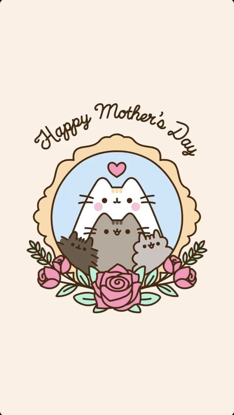 Cat Family Drawing, Pusheen Family, Mama Drawing, Kawaii Lockscreen, Gacha Wallpaper, Cute Pusheen, Cute Flower Drawing, Mother's Day Background, Pusheen Cute