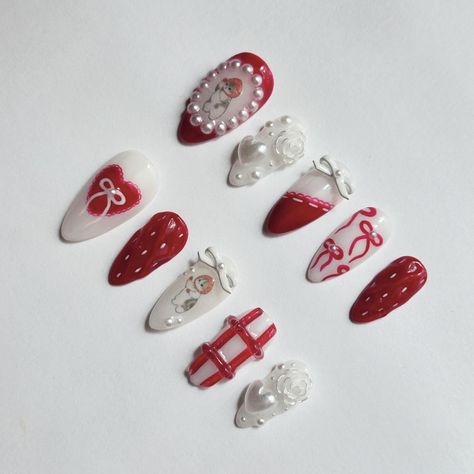 ₊˚⊹♡ Strawberry Mofusand Nails ₊˚⊹♡ • • • #nails #nailart #naildesign #nailsofinstagram #nailinspo #nailinstagram #nailsoftheday #3dnailart #pressonnails #pressons #pressonsforsale #pressonnailbusiness #cutenails #customnails #strawberrynails #mofusand #strawberrymofusand #coquettenails #rednails Mofusand Nails, Berry Nails, Fruit Nail, Fruit Nail Art, Pretty Gel Nails, Nails Only, 3d Nail Art, Nails Nails, Nails Nailart