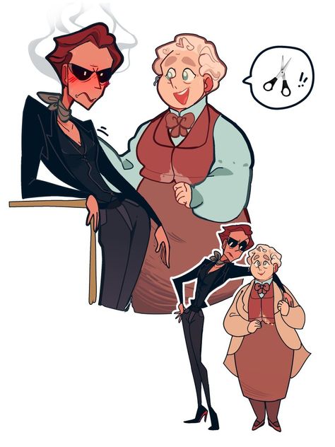 Art by hg-aneh on Tumblr Ineffable Wives, Old Married Couple, Good Omens Book, Angel Cat, Good Omens, Neil Gaiman, Find Picture, Movies And Tv Shows, On Tumblr