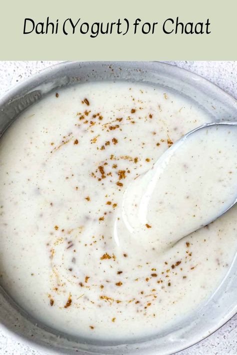 Dahi with lemon juice and cumin to create a cool, sweet, and citrusy yogurt sauce to drizzle over chaats. Indian Yogurt Sauce, Chaat Indian, Indian Yogurt, Indian Sauces, Full Fat Yogurt, Lemon Yogurt, Chaat Recipe, Vegan Yogurt, Savory Soups