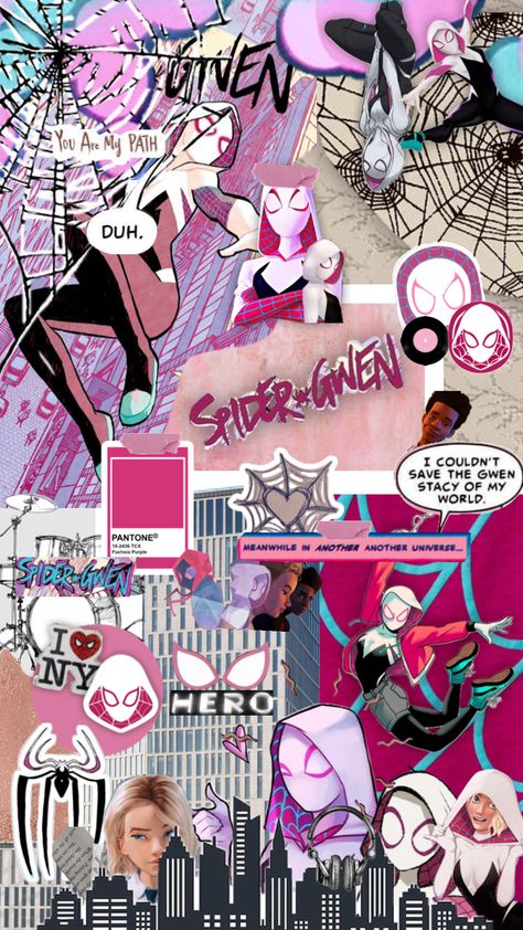 #gwenstacy #spidergwen Spiderman And Gwen, Spiderman Gwen Stacy, Destop Wallpaper, Gwen Spiderman, Spiderman And Spider Gwen, Really Cool Wallpapers, Wallpaper Iphone Boho, Jelly Wallpaper, Spiderman Art Sketch