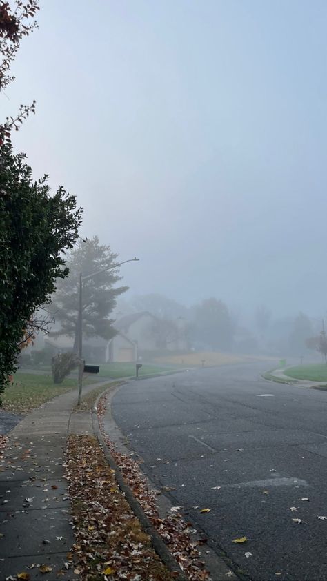 foggy, morning, fall, sidewalk, neighborhood, aesthetic, grey aesthetic, Foggy Morning Wallpaper, Gloomy October Aesthetic, Fall Foggy Morning, Fall School Morning, Early Winter Morning Aesthetic, Brianna Season, Raning Morning, Foggy Autumn Aesthetic, Morning Fog Aesthetic