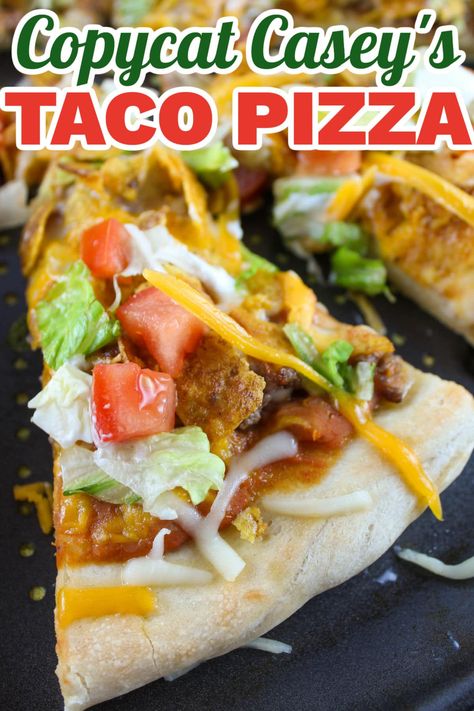 Homemade Taco Pizza, Taco Chips, Tacos Dinner, Taco Pizza Recipes, Taco Pizza, Pizza Recipes Homemade, Refried Beans, Mexican Dishes, Pizza Crust