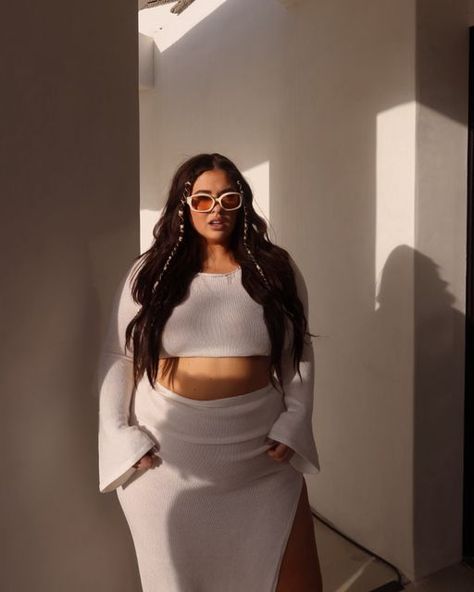 Emma Arletta on Instagram: "day 2" Chubby Baddie, Plus Size Going Out Outfits, Satin Long Skirt, Plus Size Women Fashion, Swimsuit Crochet, Skirt Ootd, Plus Size Posing, Cancun Trip, Plus Zise