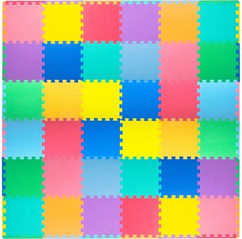 ProSource Kids Foam Puzzle Floor Play Mat with Solid Colors, 36 Tiles or 16 Tiles with Borders Foam Tiles Playroom, Brain Growth, Foam Floor Tiles, Foam Tiles, Interlocking Tile, Puzzle Mat, Floor Puzzle, Foam Flooring, Kids Flooring