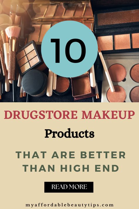 Are you looking for amazing yet super affordable makeup products? Here are 10 drugstore makeup products that are better than high-end makeup! These products' quality is fantastic at a low price. Click the link for details. || drugstore makeup || drugstore makeup must haves || drugstore makeup products || affordable makeup || affordable makeup products || Makeup Products Affordable, Drugstore Makeup Must Haves, Makeup Affordable, Affordable Makeup Products, Drugstore Makeup Products, Makeup Drugstore, Drugstore Concealer, Drugstore Makeup Tutorial, Makeup Favorites