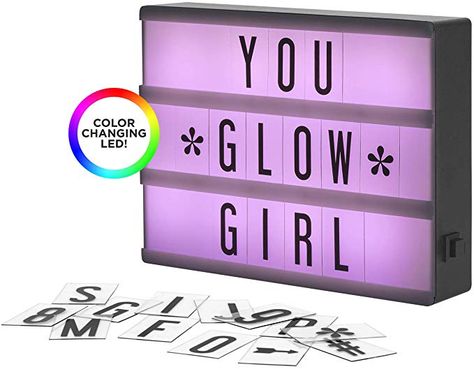 Amazon.com: My Cinema Lightbox - The Mini Color-Changing LED Marquee with 100 Letters & Numbers to Create Your Own Sign with Classic White, RGB Color Change, and Freeze Mode, with Letter Storage and USB: Home & Kitchen Freeze Mode, Letterbox Ideas, Letter Storage, Light Box Quotes, Box Quotes, Tech Room, Light Box Sign, Letter Symbols, Light Up Letters