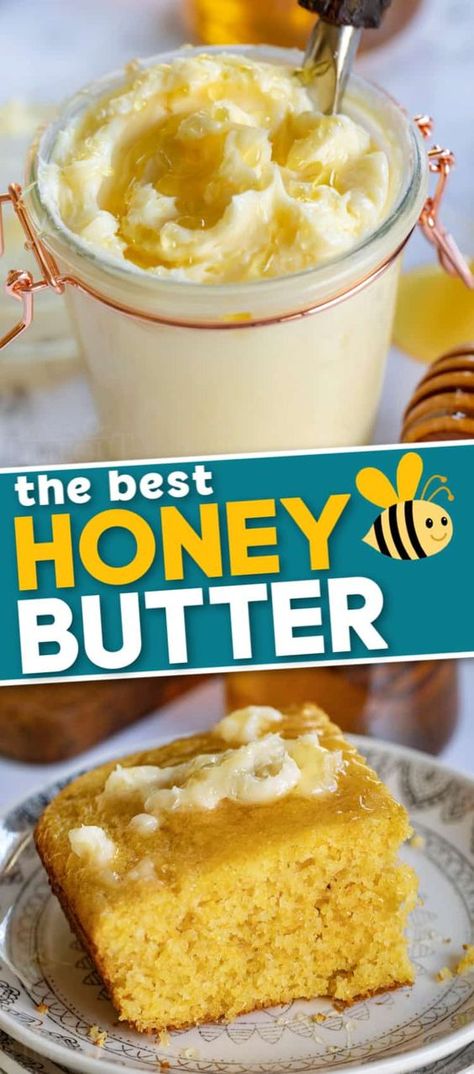 Homemade Honey Butter Recipe, Easy Honey Butter, Cornbread Biscuits, Homemade Honey Butter, Flavored Butter Recipes, Butter Recipes Homemade, Honey Butter Recipe, Mom On Timeout, Cinnamon Honey Butter