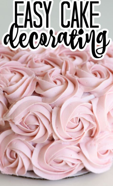 Rose Icing Tip, Easy Cake Icing Decorating, Rose Frosting Cake, Cake Frosting Designs Easy, Easy Icing Flowers For Cake, Simple Cake Decorating Techniques, How To Make A Frosting Rose, Easy Frosting Decorating Ideas, How To Make Decorating Icing