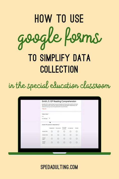 Rti Data Tracking, Virtual Special Education Classroom, Google Forms Iep Data Collection, Iep Goal Tracking Google Forms, Iep Goal Tracking Data Collection, Special Education Progress Monitoring, Sped Data Collection, Iep Data Tracking, Special Education Data Collection