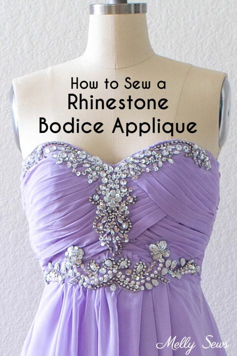 How to Sew a Rhinestone Applique Tutorial For Beginners - Melly Sews Pattern Wedding Dress, Sewing Your Own Clothes, Diy Prom Dress, Dresses Sewing Patterns, Circle Skirt Tutorial, Wedding Dress Sewing Patterns, Melly Sews, Cosplay Items, Wedding Dress Sewing