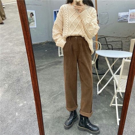 Korean Pants, Black Korean, Streetwear Korean, Corduroy Pants Women, Retro Pants, Warm Pants, Vintage Trousers, Casual Wide Leg Pants, Loose Trousers