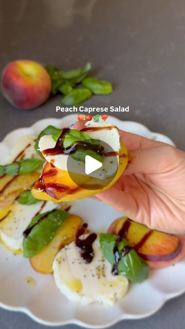 Peach Balsamic Salad, Peach Mozzarella Caprese, Sailor Bailey Peach Caprese Salad, Heirloom Caprese Salad, Peach Caprese Salad, Caprese Salad Heirloom Tomatoes, Peach Caprese, Basil Olive Oil, Heirloom Tomato