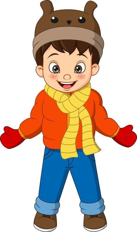 Cute little boy in winter clothes Winter Outfits Drawing, Winter Clothes Cartoon, Winter Clothes Drawing, Boy Outfits Winter, Vintage Boy Outfits, Winter Season Clothes, Boy Winter Outfits, Outfits Drawing Ideas, Clothes Clipart