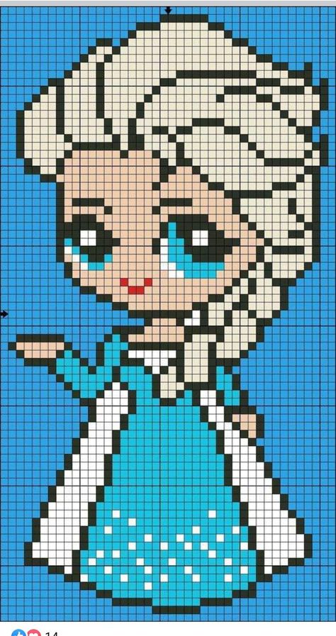 Disney Pixel Art Grid, Disney Pixel Art, Pixel Art Disney, Frozen Cross Stitch, Crochet C2c Pattern, Hello Kitty Crochet, Disney Cross Stitch Patterns, Graph Crochet, Cross Stitch Fonts