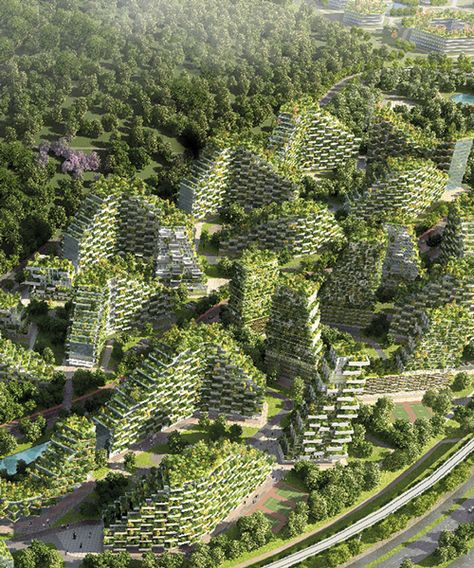 stefano boeri's liuzhou forest city masterplan breaks ground in china. the forest city will take just three years to complete, with an opening scheduled for 2020. City Masterplan, Stefano Boeri, Landscape Diagram, Vertical Forest, Renewable Energy Sources, Eco City, Sci Fi City, Urban Forest, Sustainable City