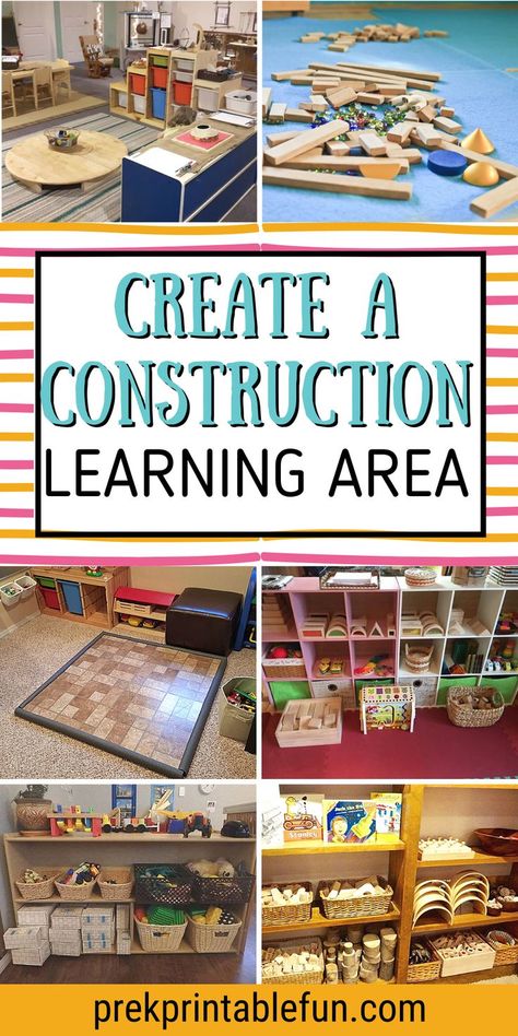 Construction Area Early Years, Construction Area Ideas, Construction Play Area, Kindergarten Construction, Stages Of Play, Preschool Construction, Daycare Spaces, Construction Play, 2023 Ideas